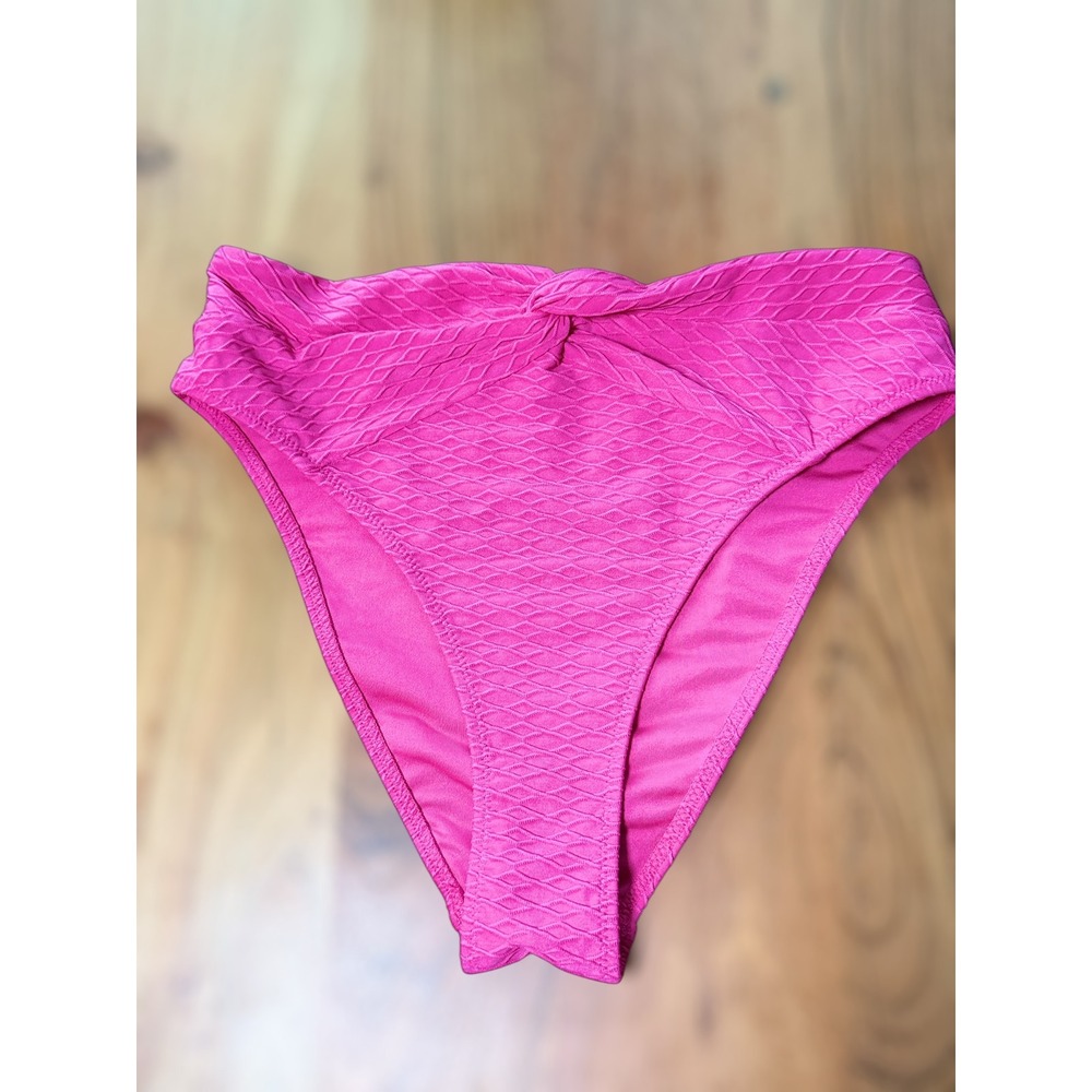 Victorias‎ Secret High Waist Cheeky Bikini Bottom Pink Textured Twist Front S